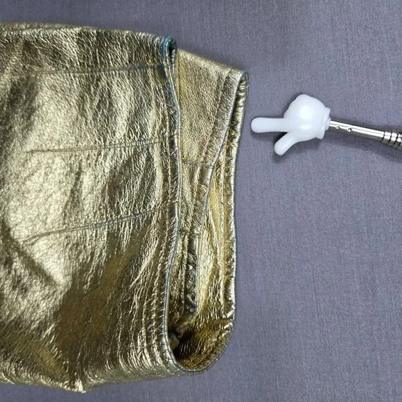 Melanzona Size 6 Metallic Gold Leather Pencil Skirt Vintage Bergdorf Goodman - Picture 5 of 8